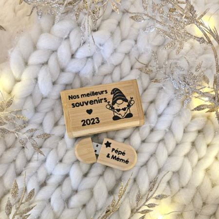 Coffret en Bois avec Clé USB 4 GB - Cadeau Personnalisable