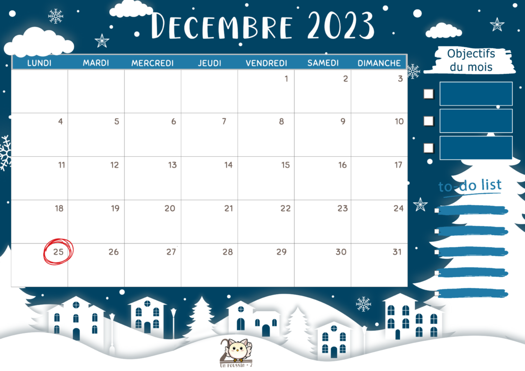 calendrier décembre 2023