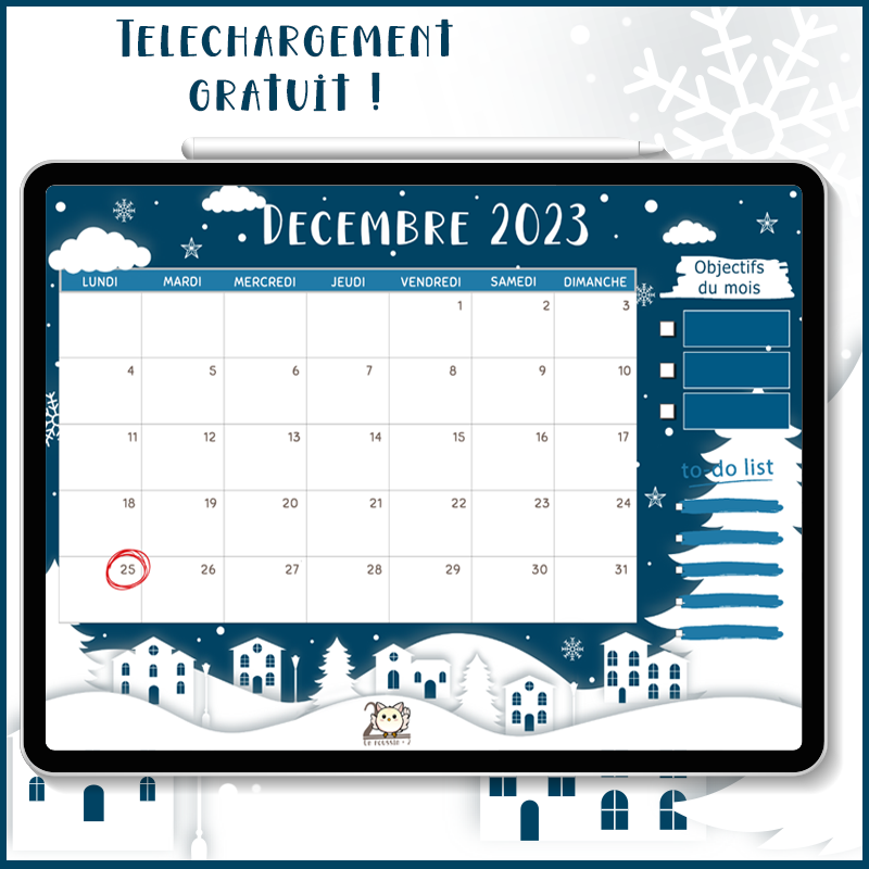 calendrier décembre 2023