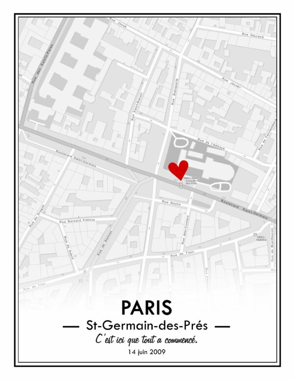 Affiche personnalisable avec adresse et message premier rendez vous lieux mémorables
