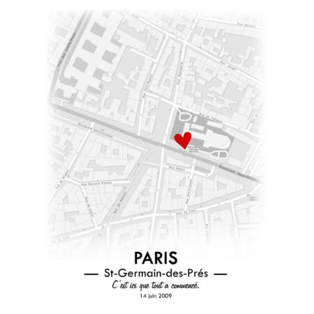 Affiche personnalisable avec adresse et message premier rendez vous lieux mémorables