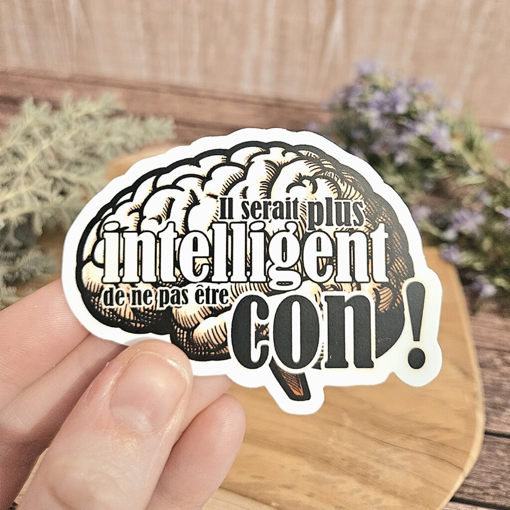 sticker humoristique : Il serait plus intelligent de ne pas être con !