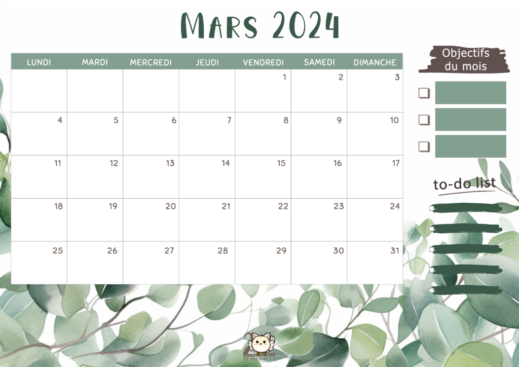 planning planner mars 2024