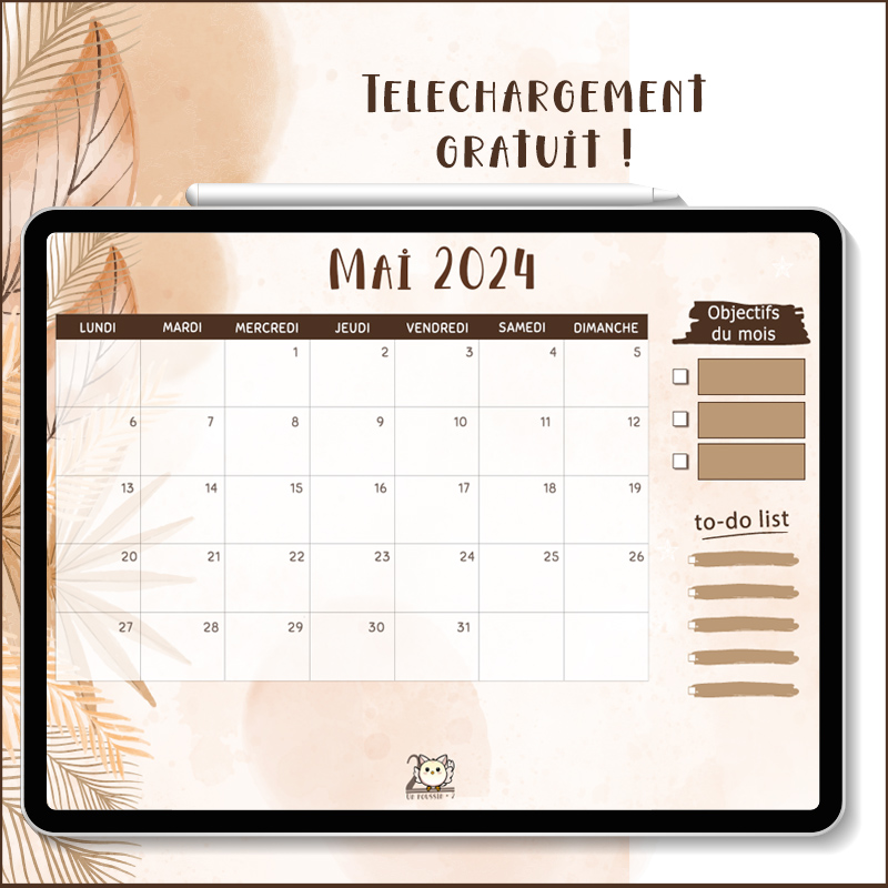 Planning calendrier mai 2024 téléchargement gratuit