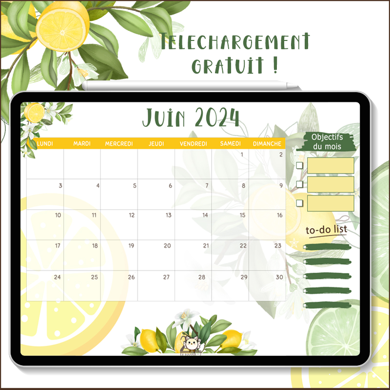 Planning calendrier juin 2024 téléchargement gratuit