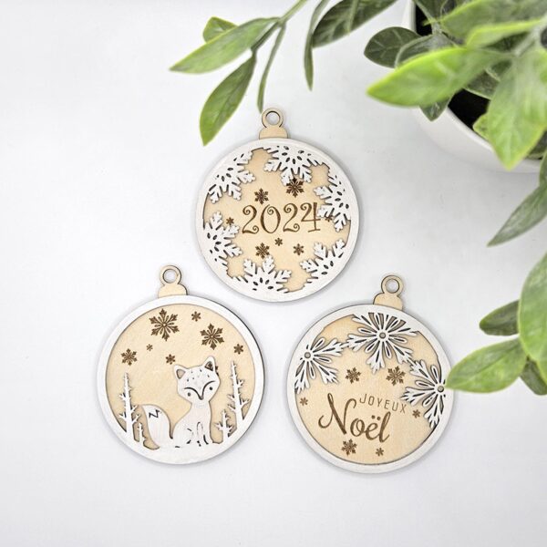boules de noel en bois personnalisables