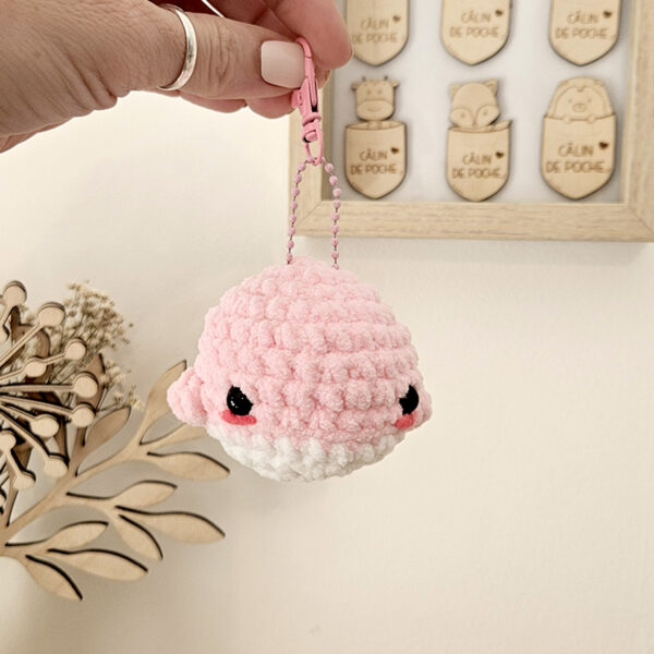 Peluche porte clé baleine au crochet fait main