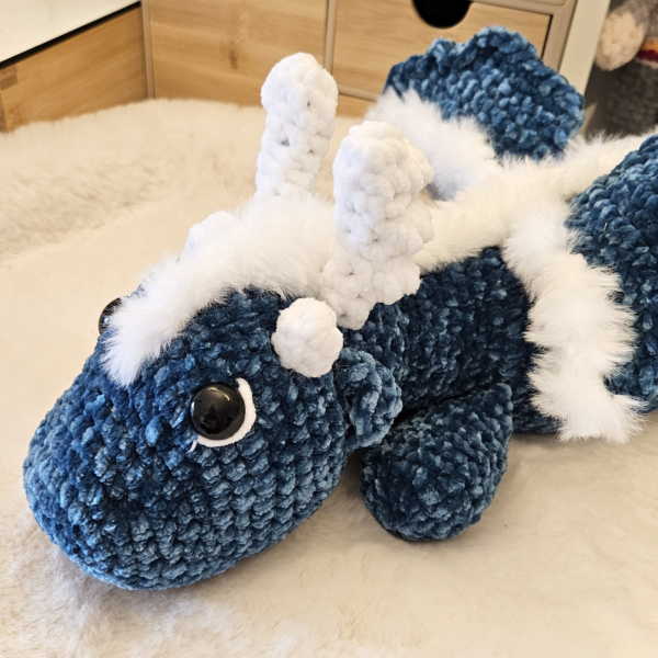 Peluche xxl dragon velours au crochet fait main
