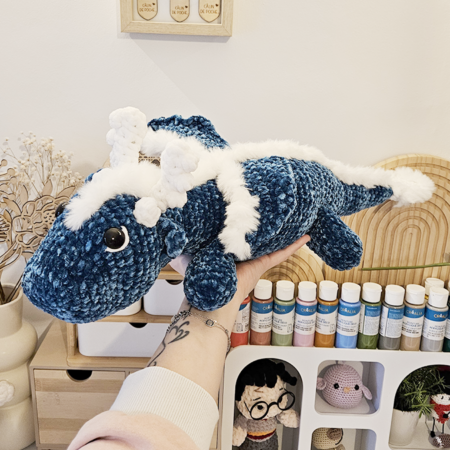 Peluche xxl dragon velours au crochet fait main