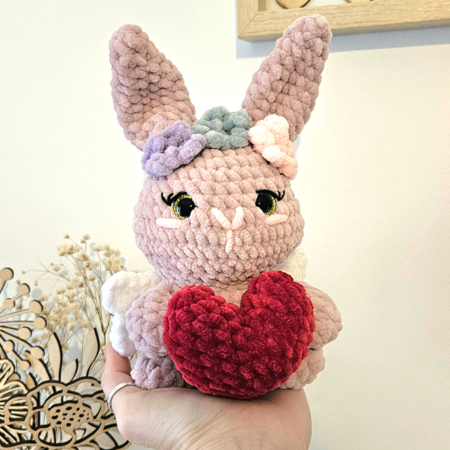 Peluche lapin amour au crochet fait main