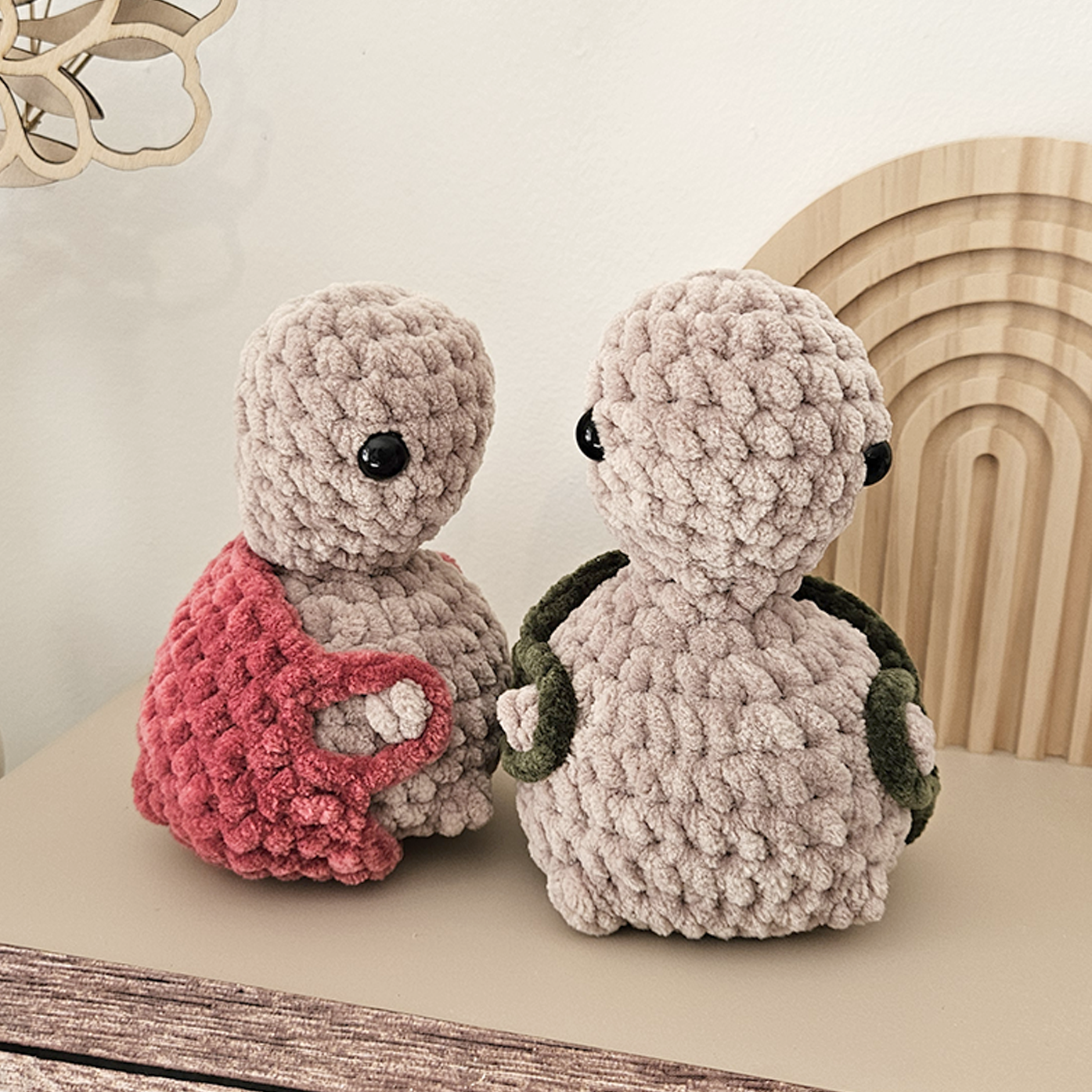 Peluche tortue fefesses mini au crochet fait main