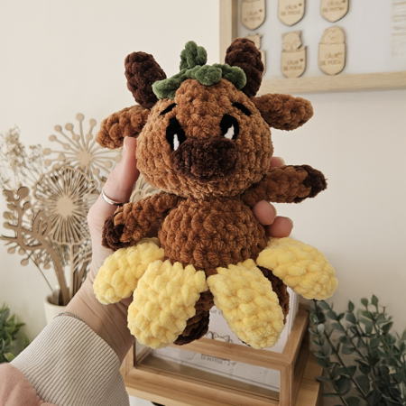 Peluche taureau velours au crochet fait main