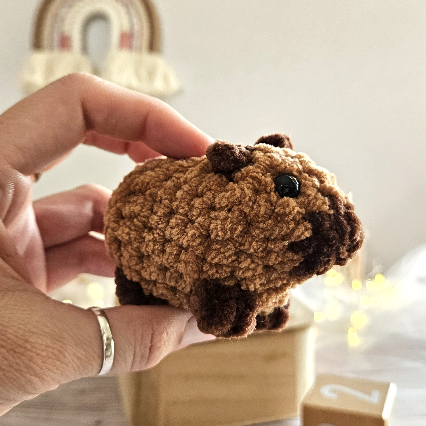 Peluche artisanale faite main, capybara