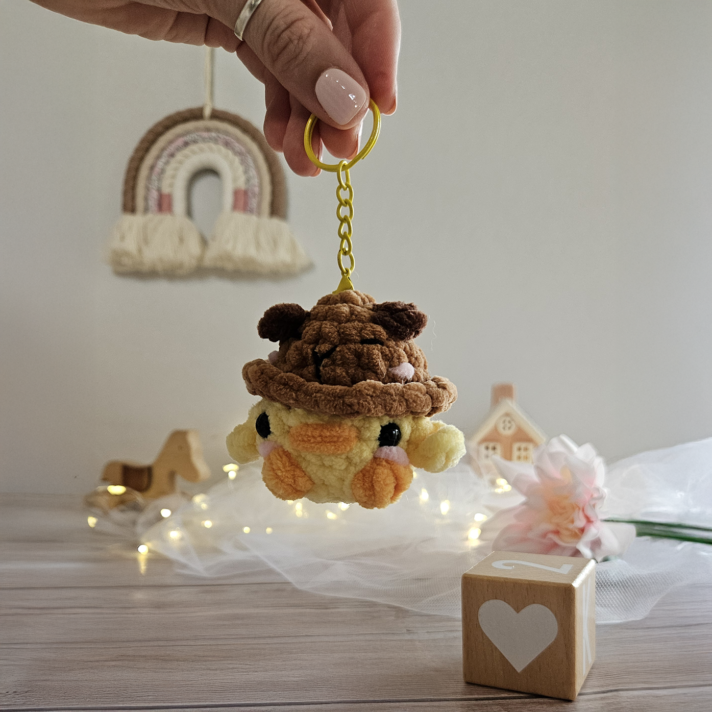 Peluche artisanale faite main, poussin