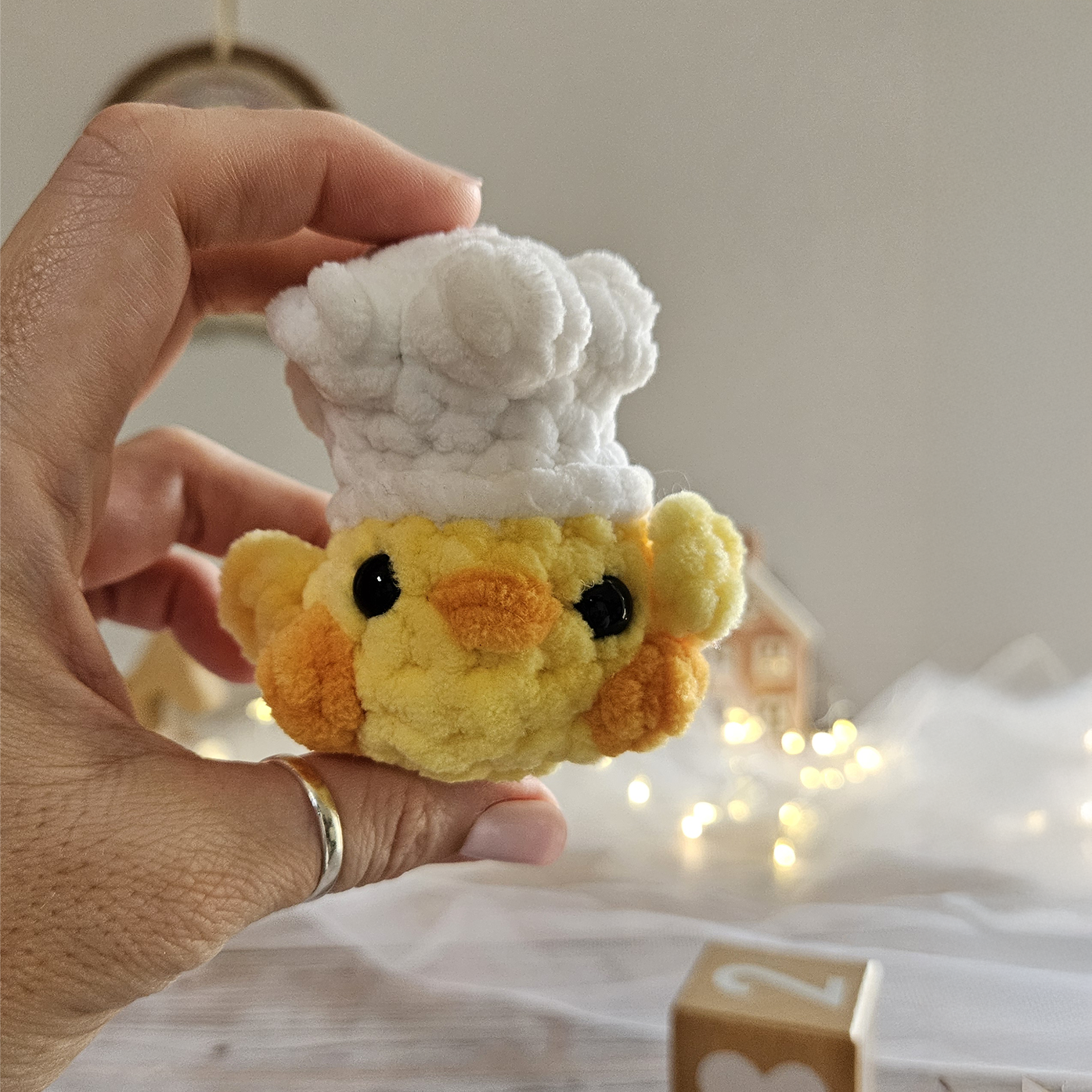 Peluche artisanale faite main, poussin