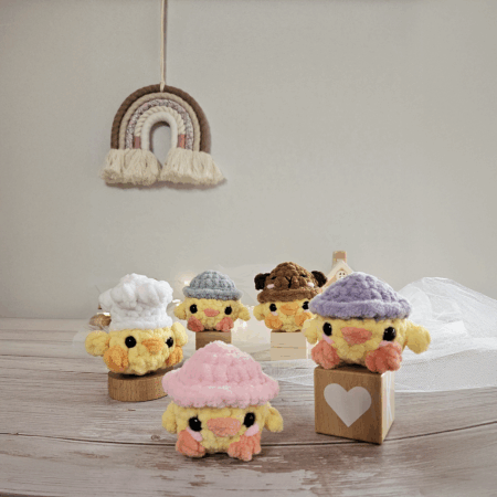 Peluche artisanale faite main, poussin